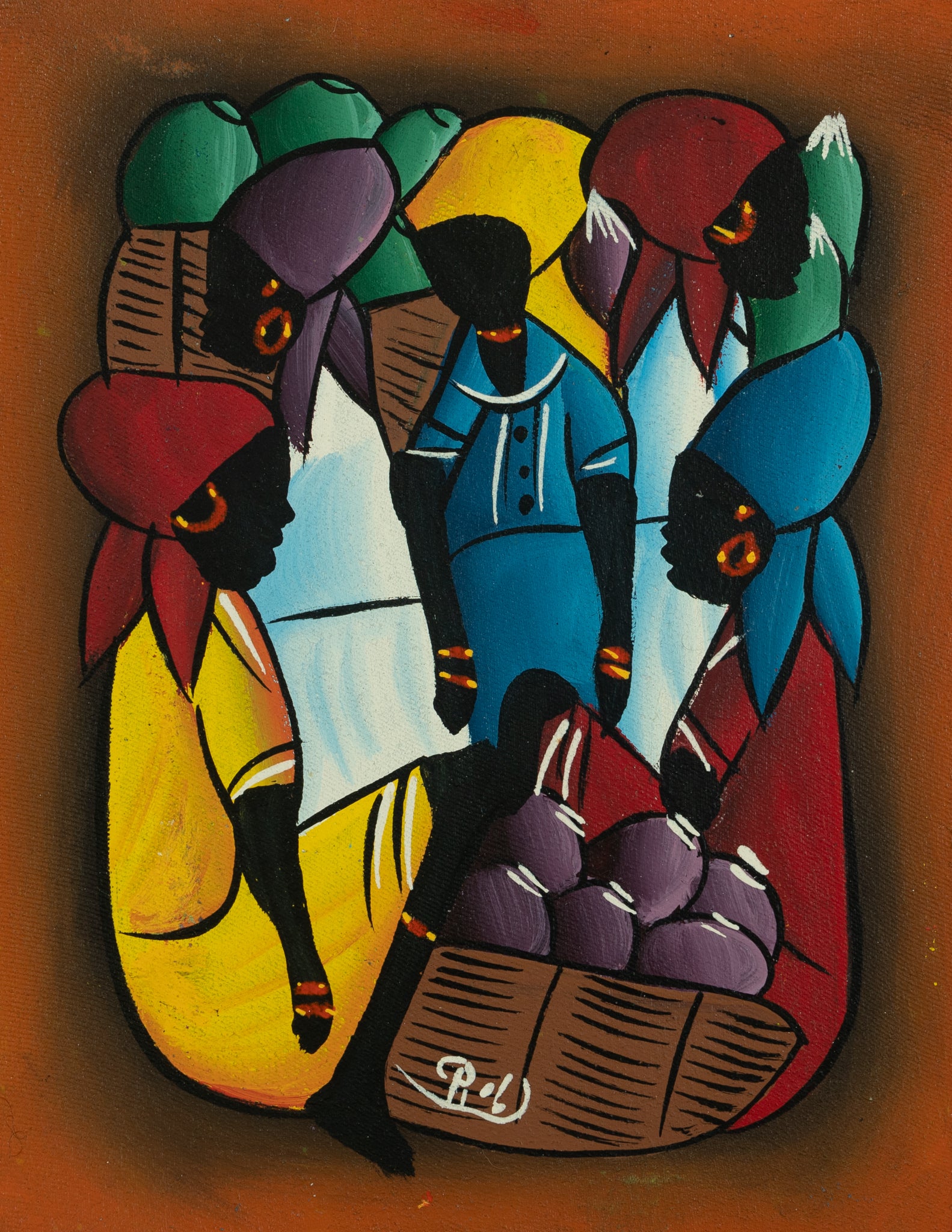 Haitian Painting Harvest Gathering