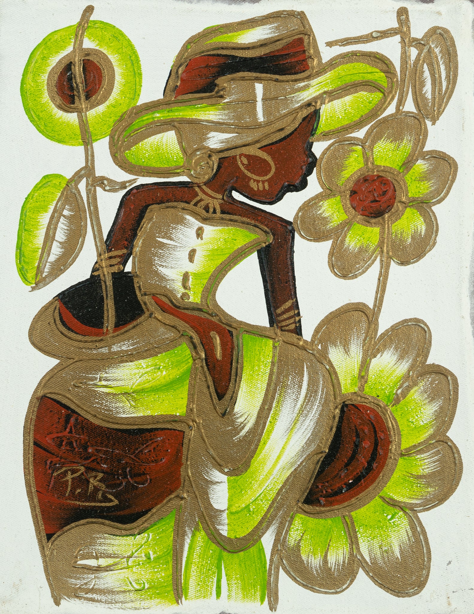 Haitian Painting Flora in Harmony