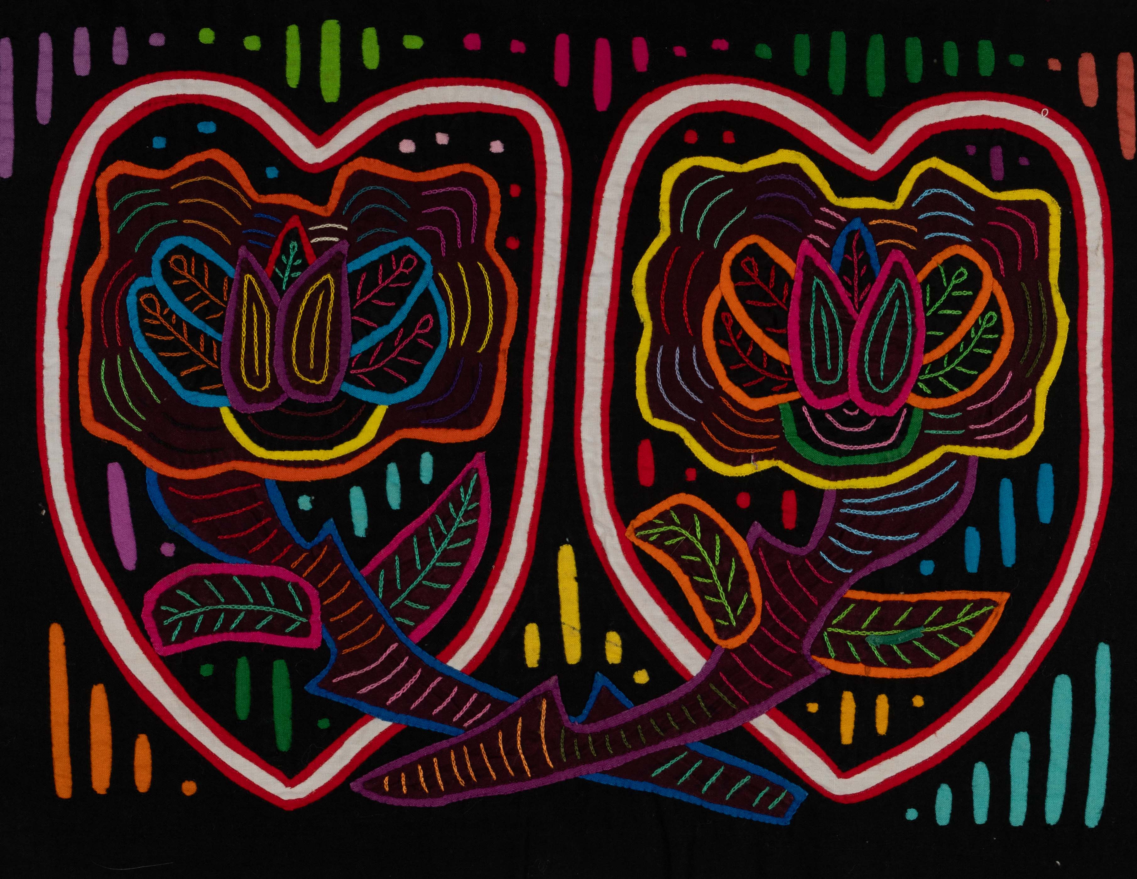 Black Red And White Flower And Heart Mola