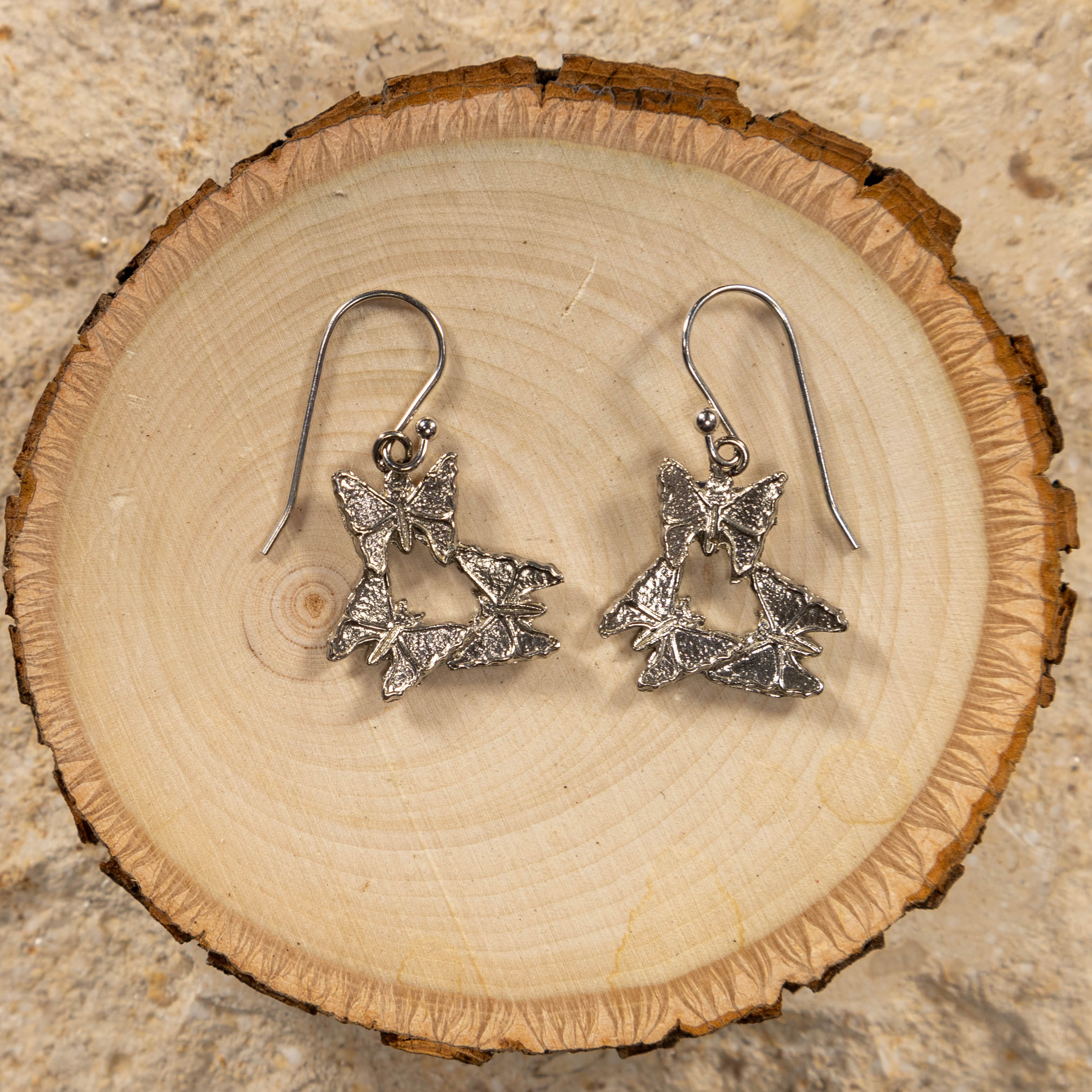Sterling Silver Triple Butterfly Earrings