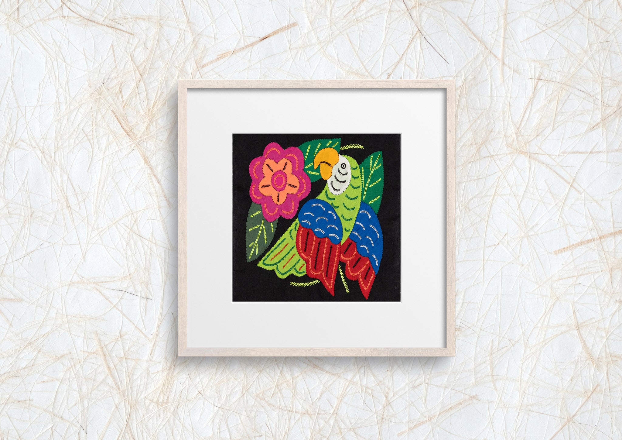 Red Blue And Green Parrot with Flower Molita
