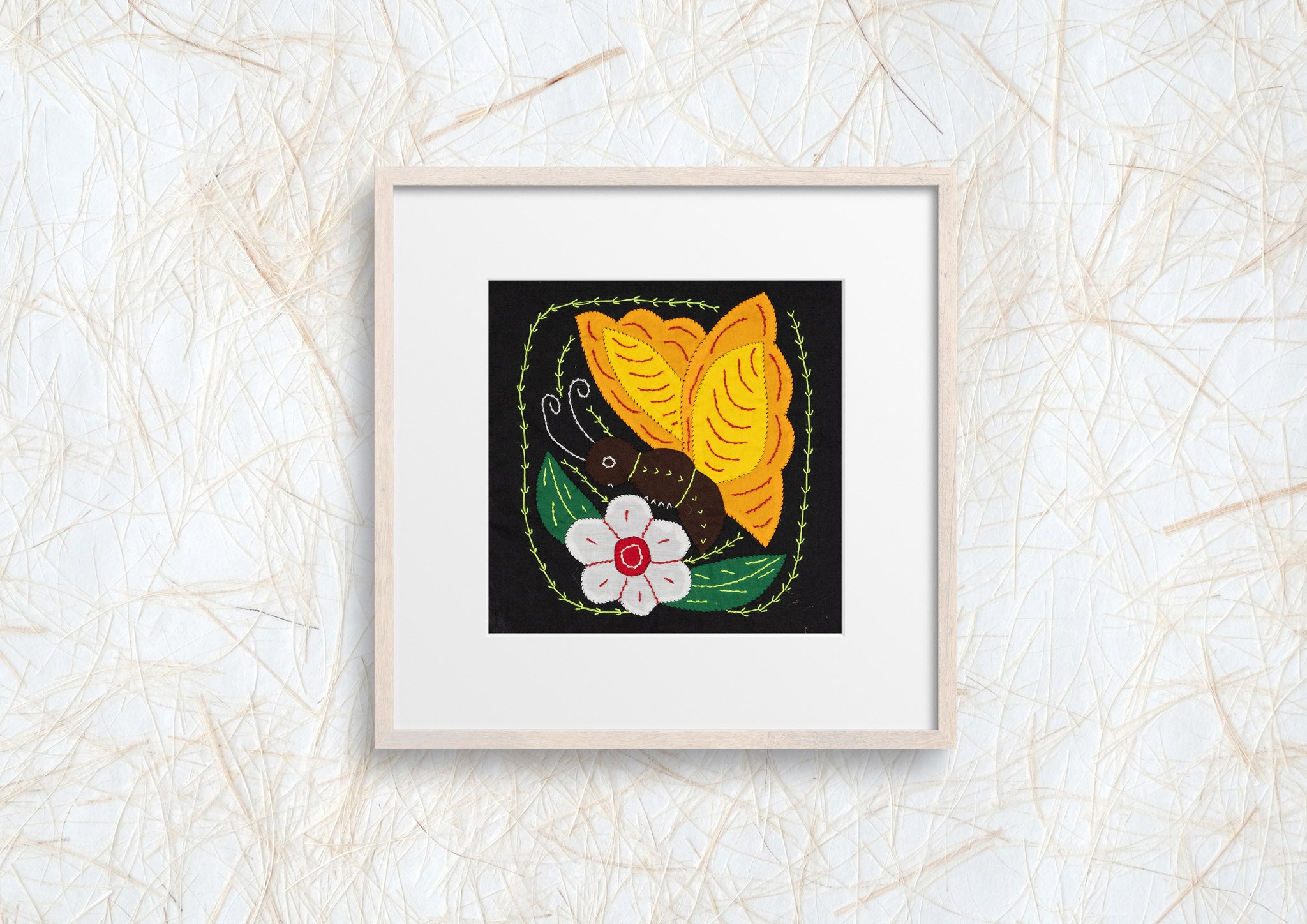 Golden Butterfly with White Flower Molita