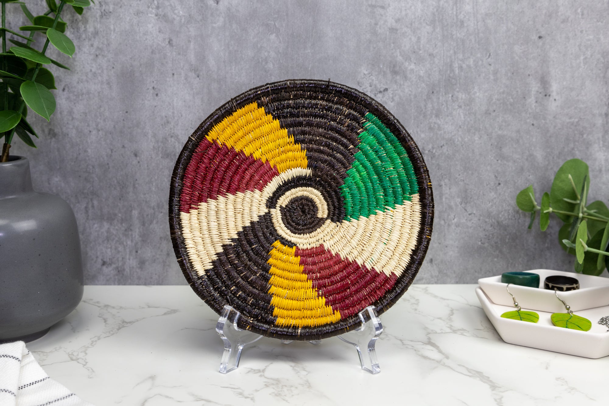 Small Woven Basket Plate, Basket Wall Decor