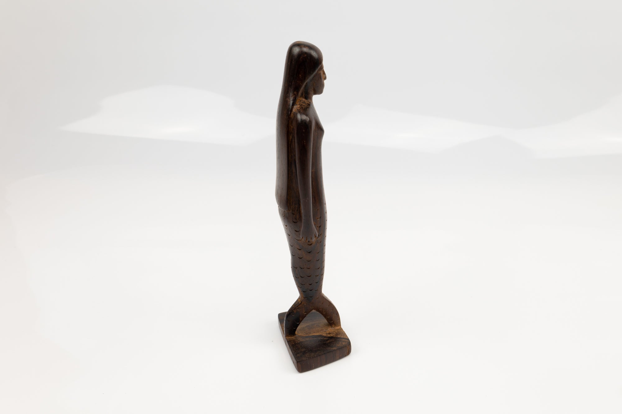 Hand Carved Cocobolo Wood Mermaid Sculpture
