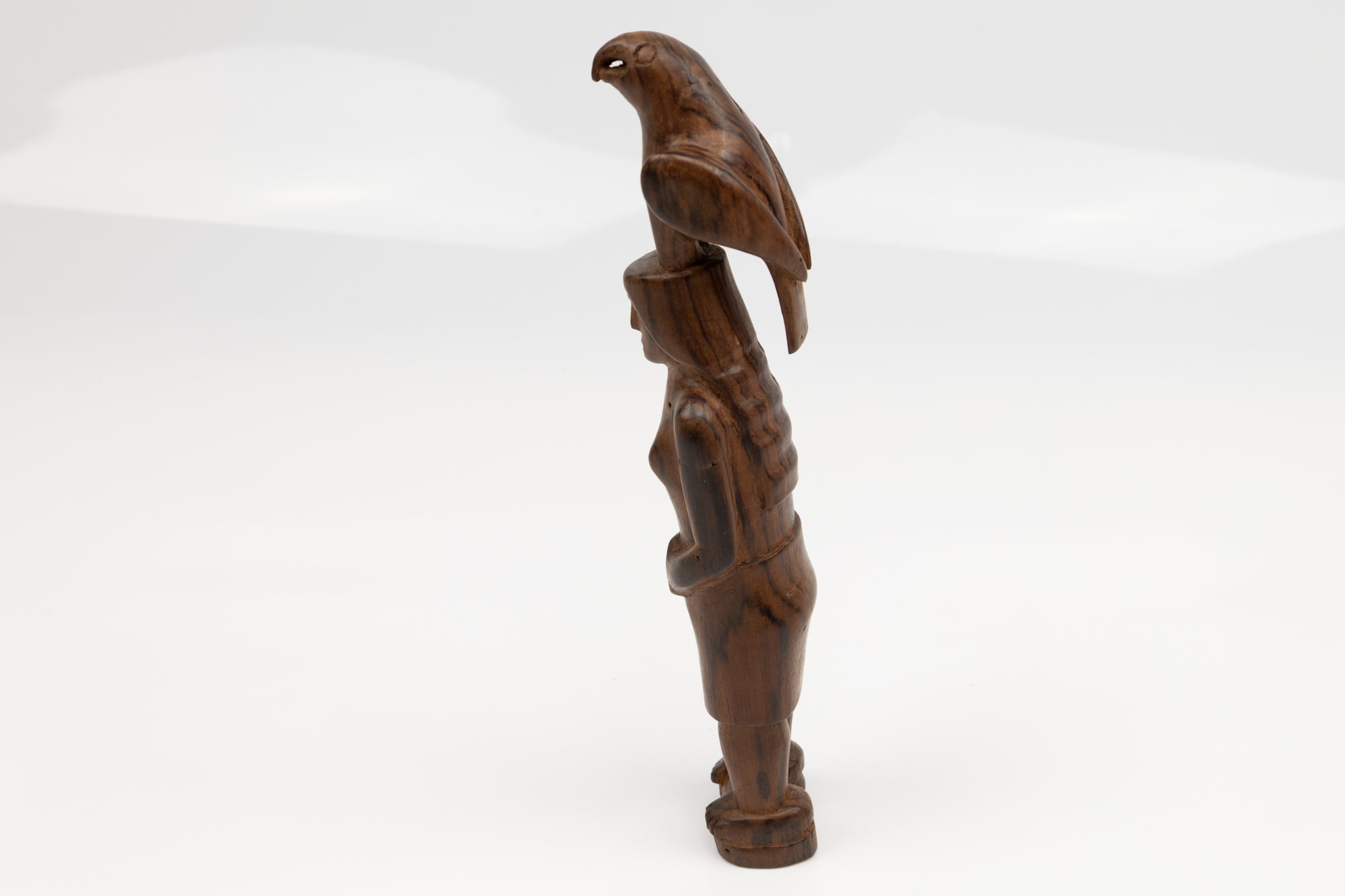 Hand Carved Cocobolo Wood Eagle Woman Sculpture