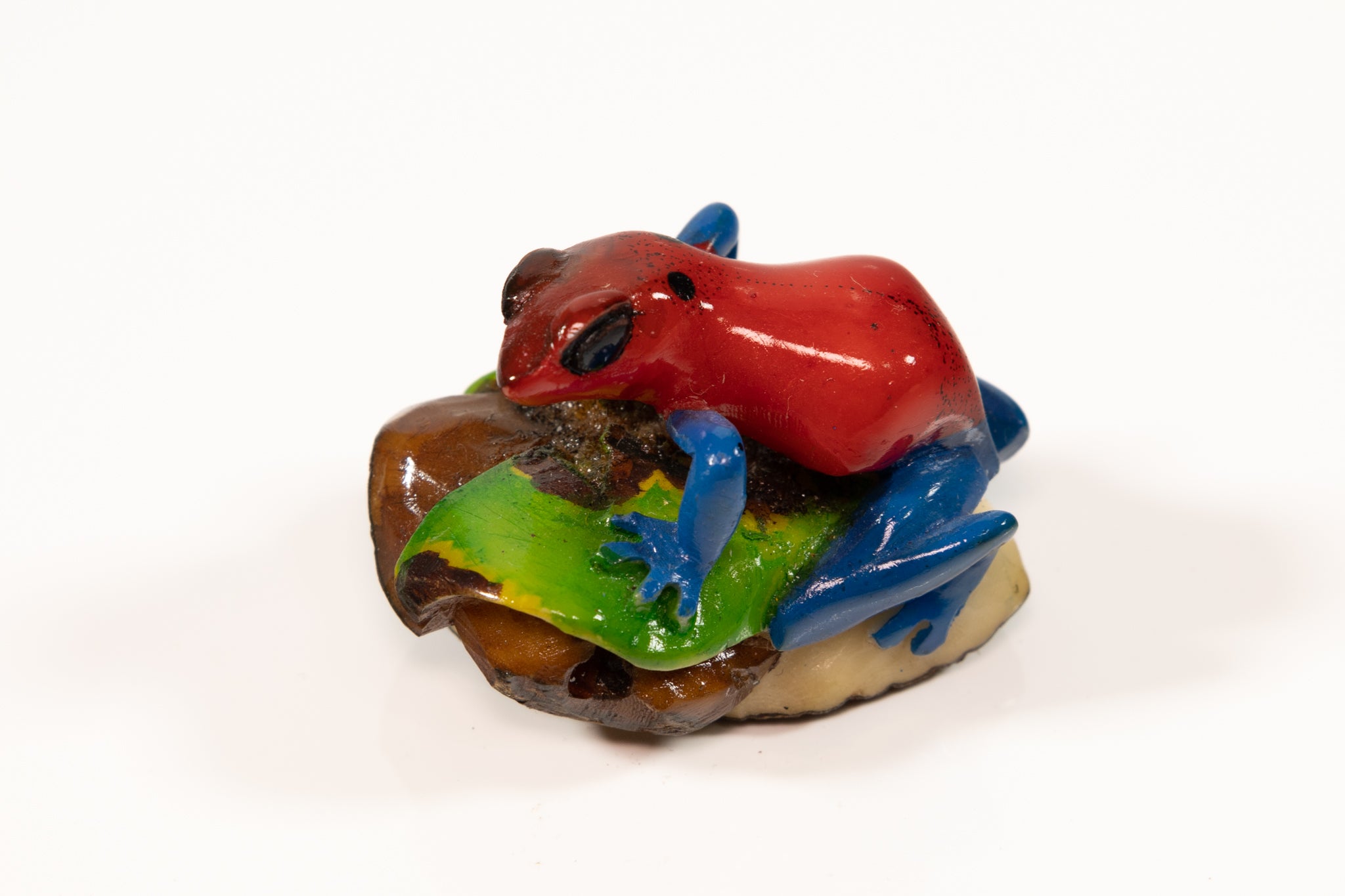 Red and Blue Poison Dart Frog Tagua Carving