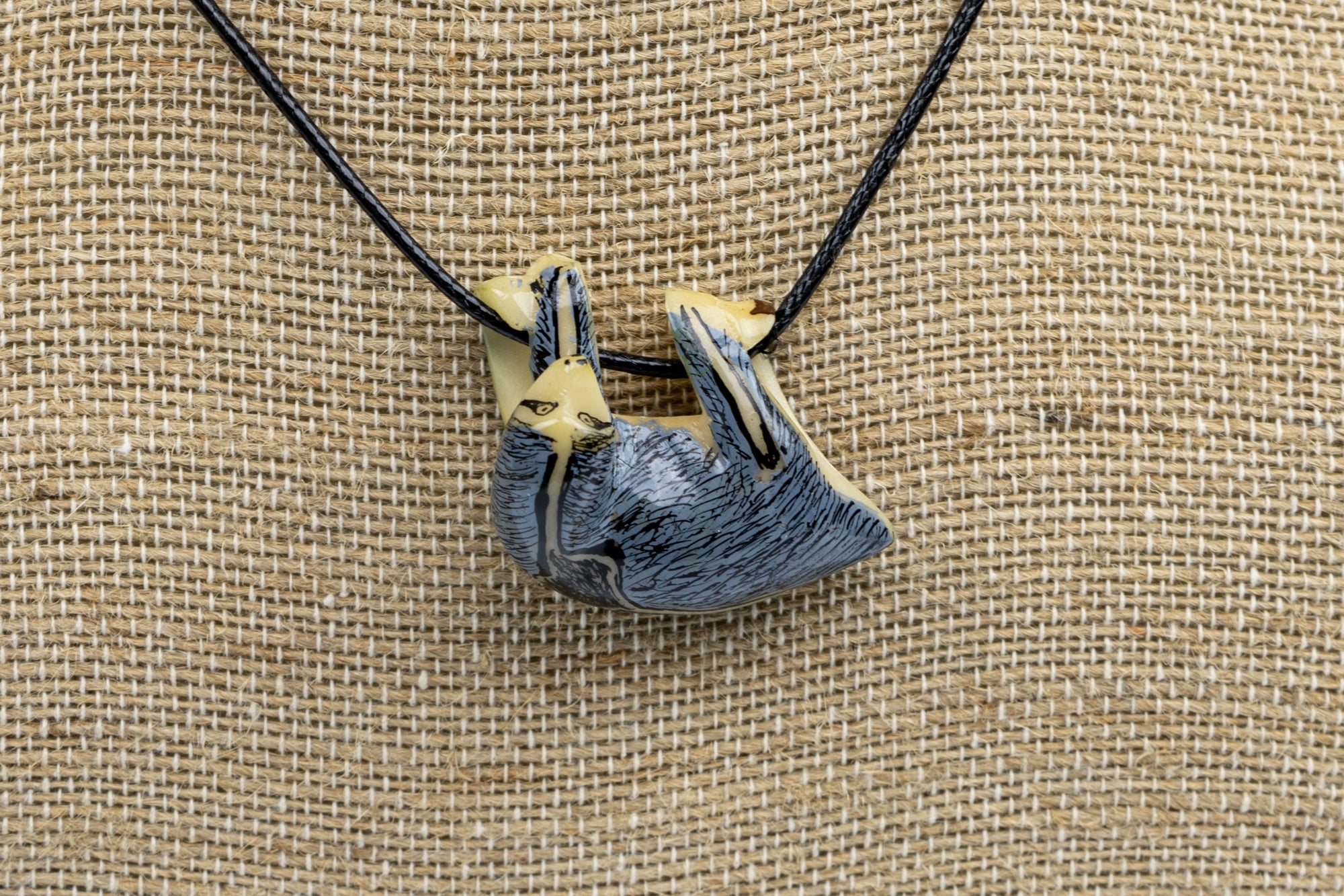Grey Sloth Tagua Necklace