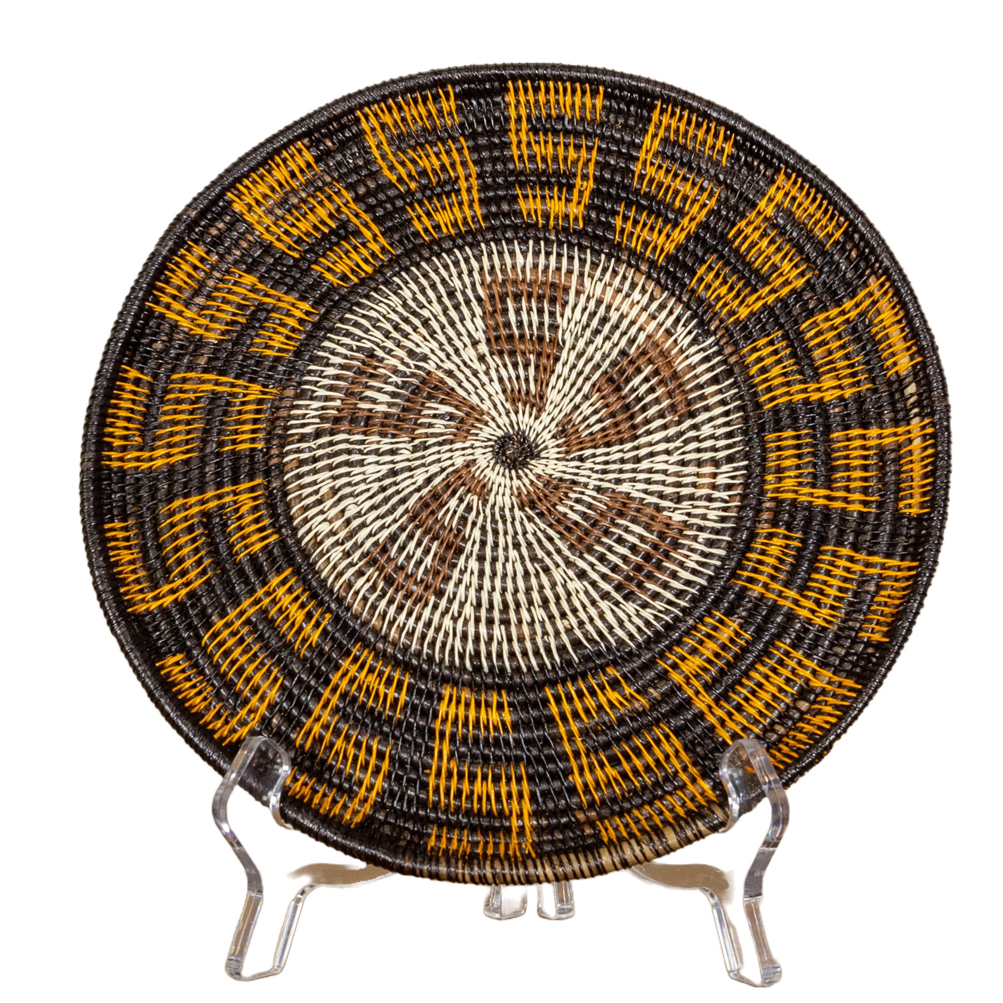 Black Gold And White Greek Key Basket Plate