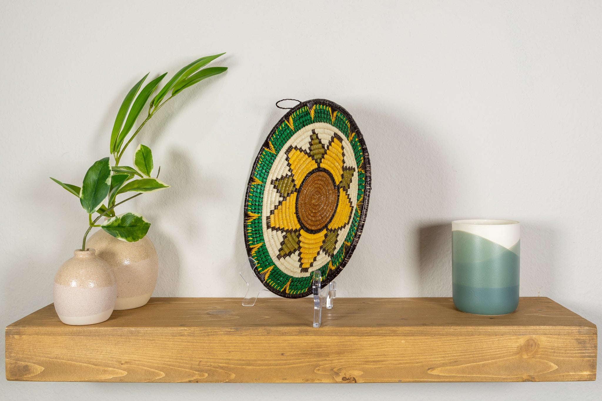 Green Gold And Brown Star Burst Basket Plate