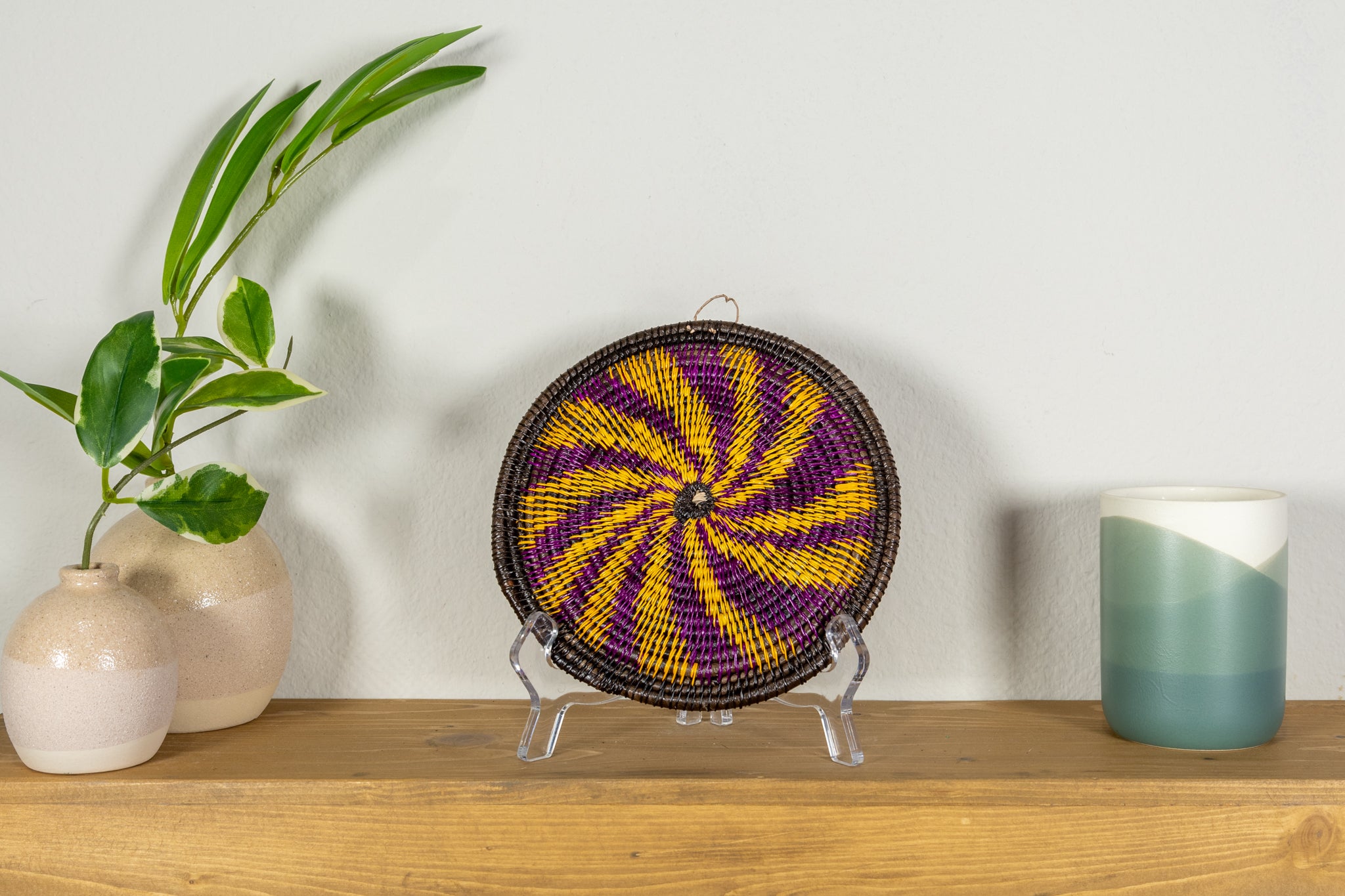 Purple And Gold Spiral Small Basket Plate