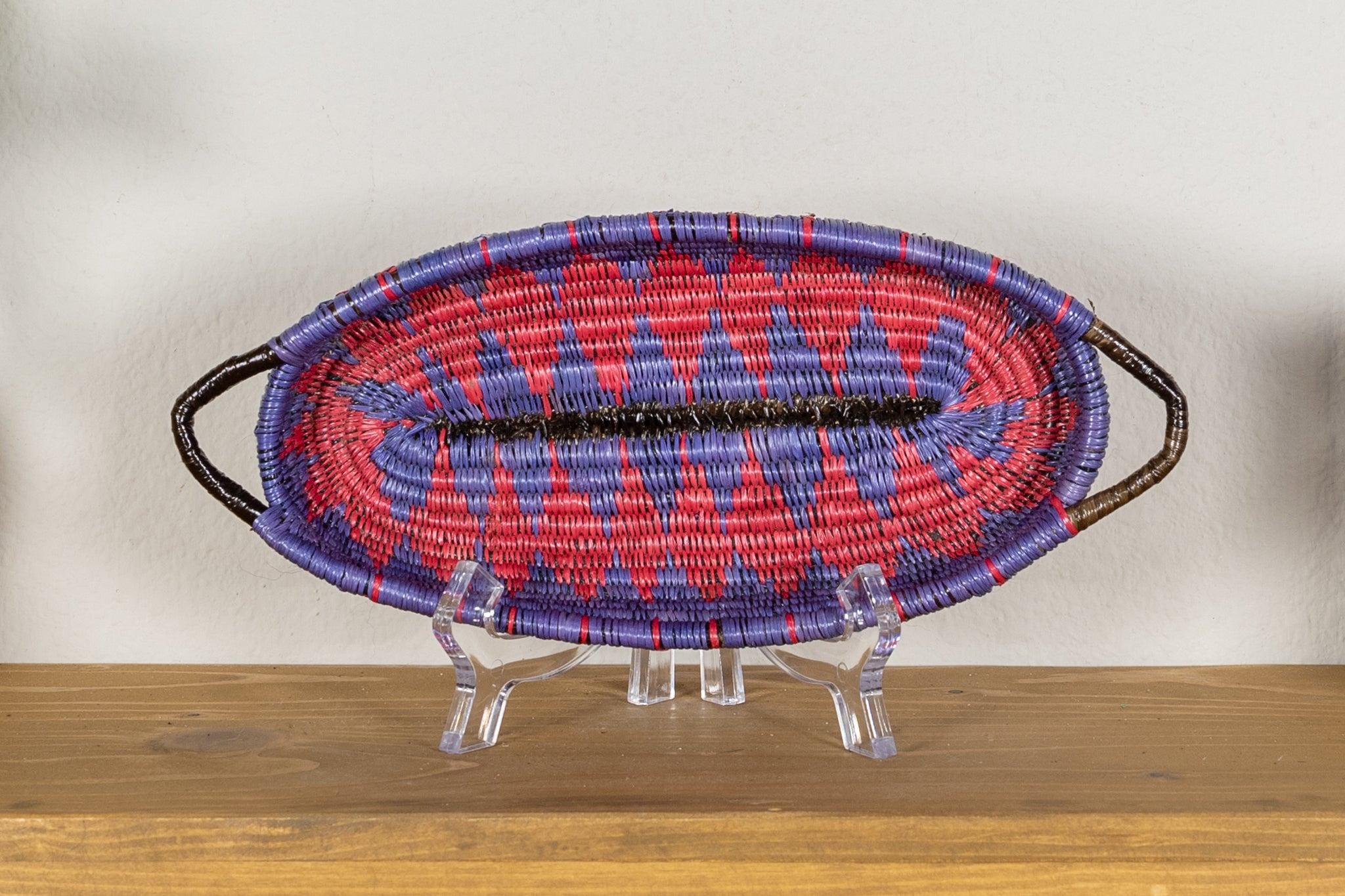 Red and Purple Basket Plate with Handles