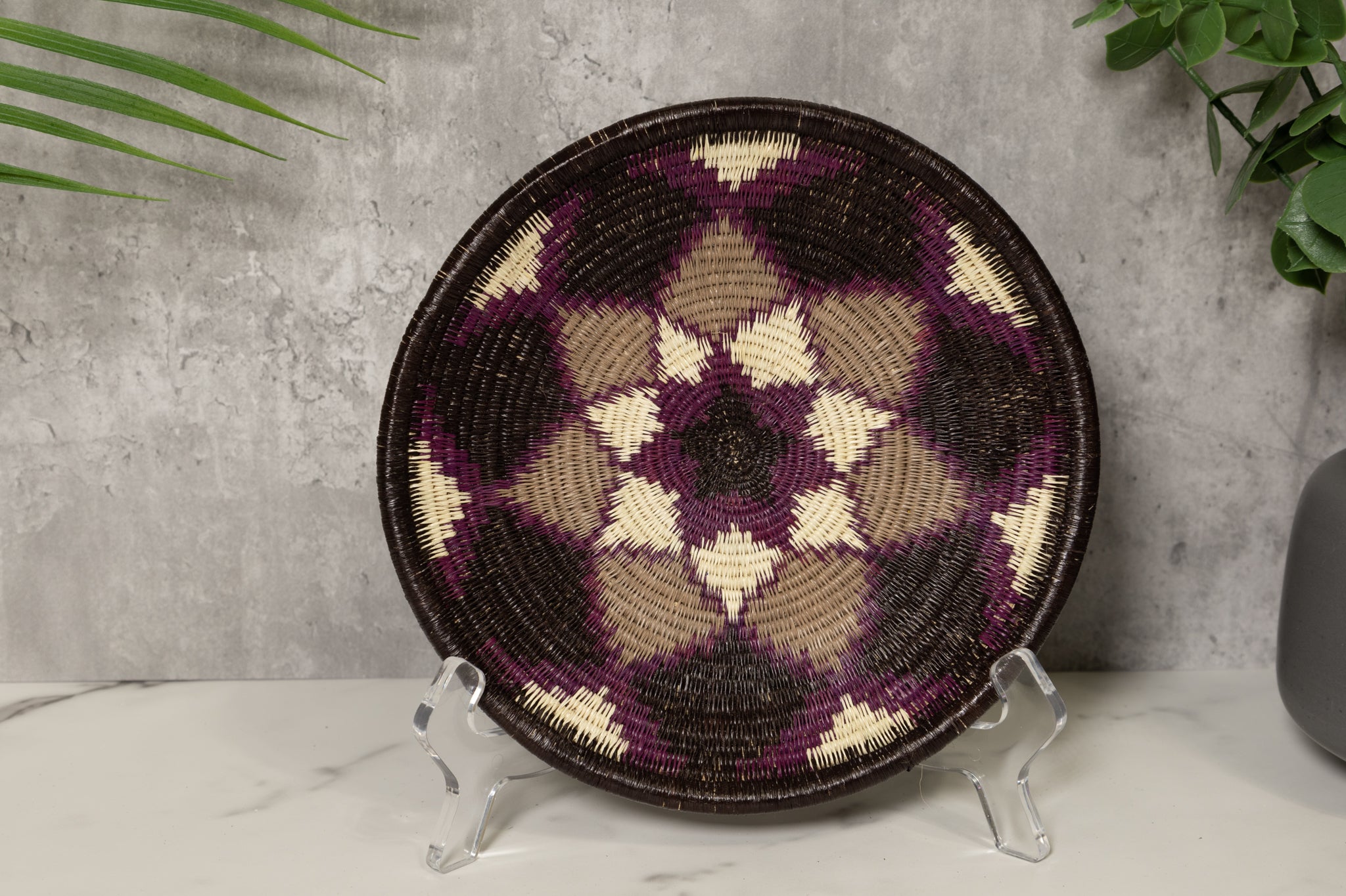 Striking Purple and White Bowl Basket Plate