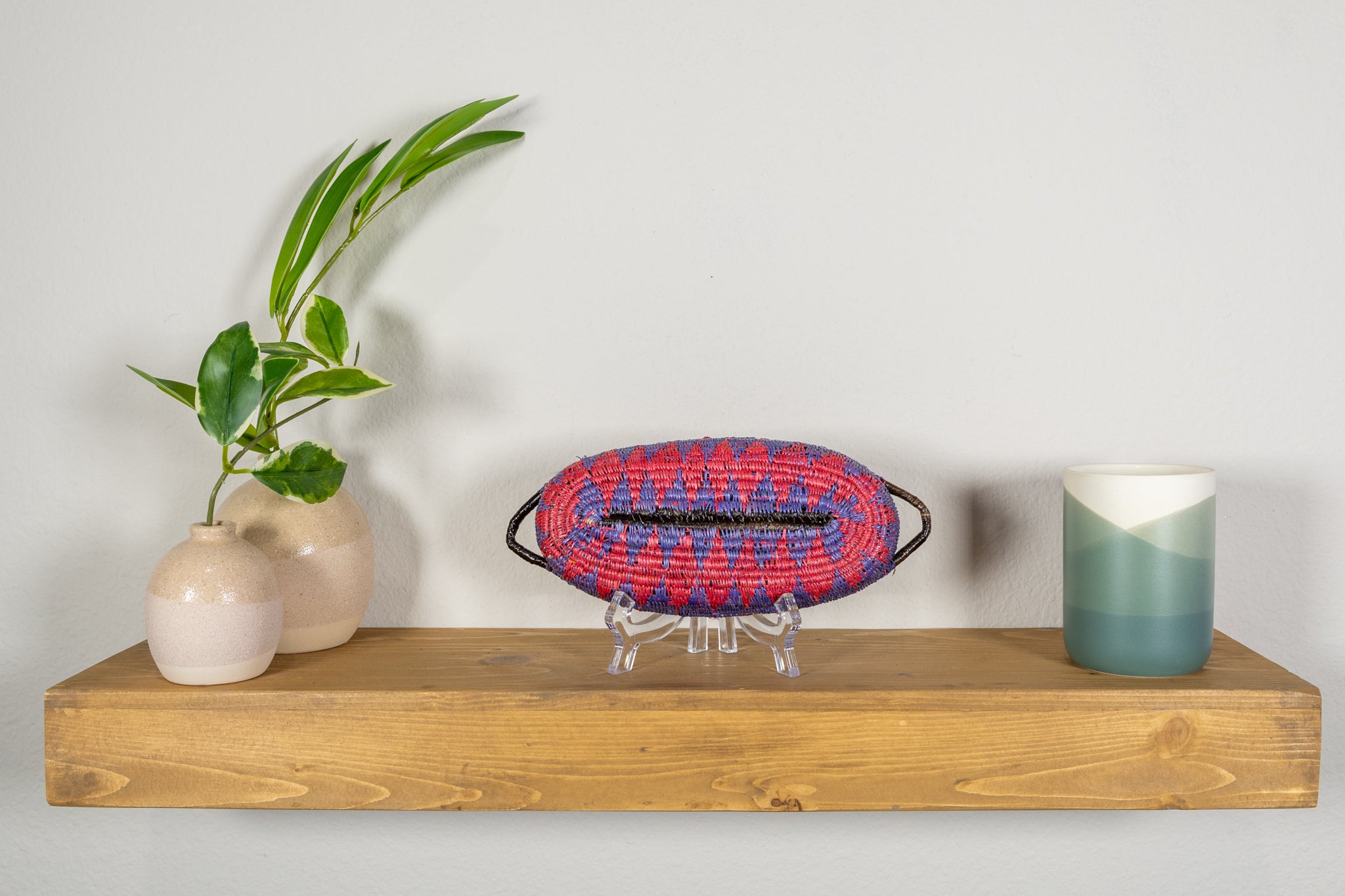 Red and Purple Basket Plate with Handles