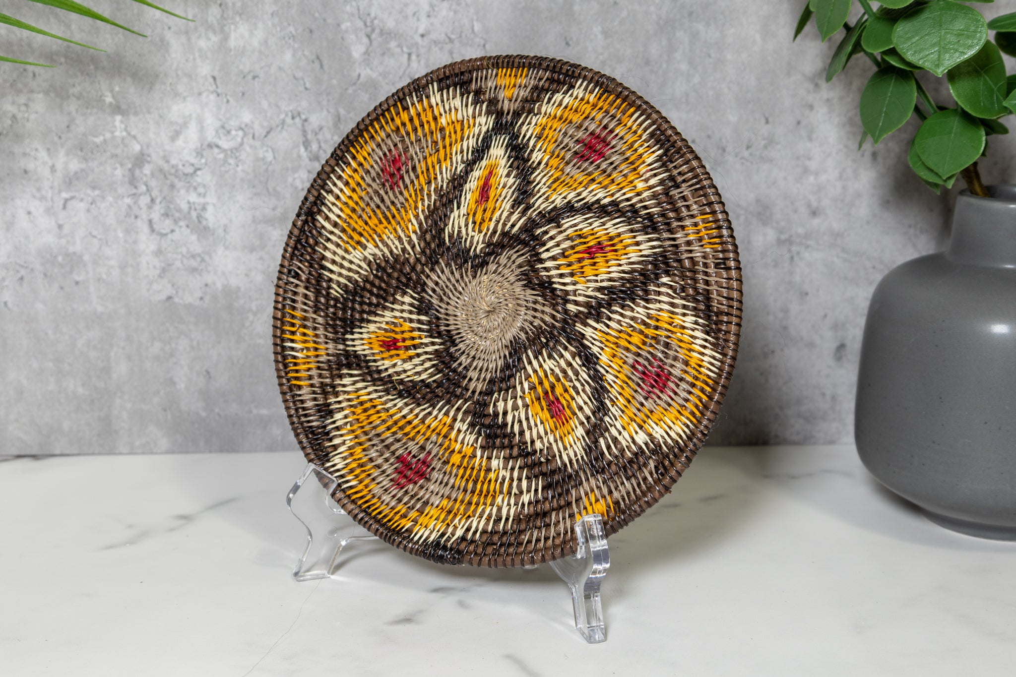 Stunning Yellow and Red Floral Flower Basket Plate