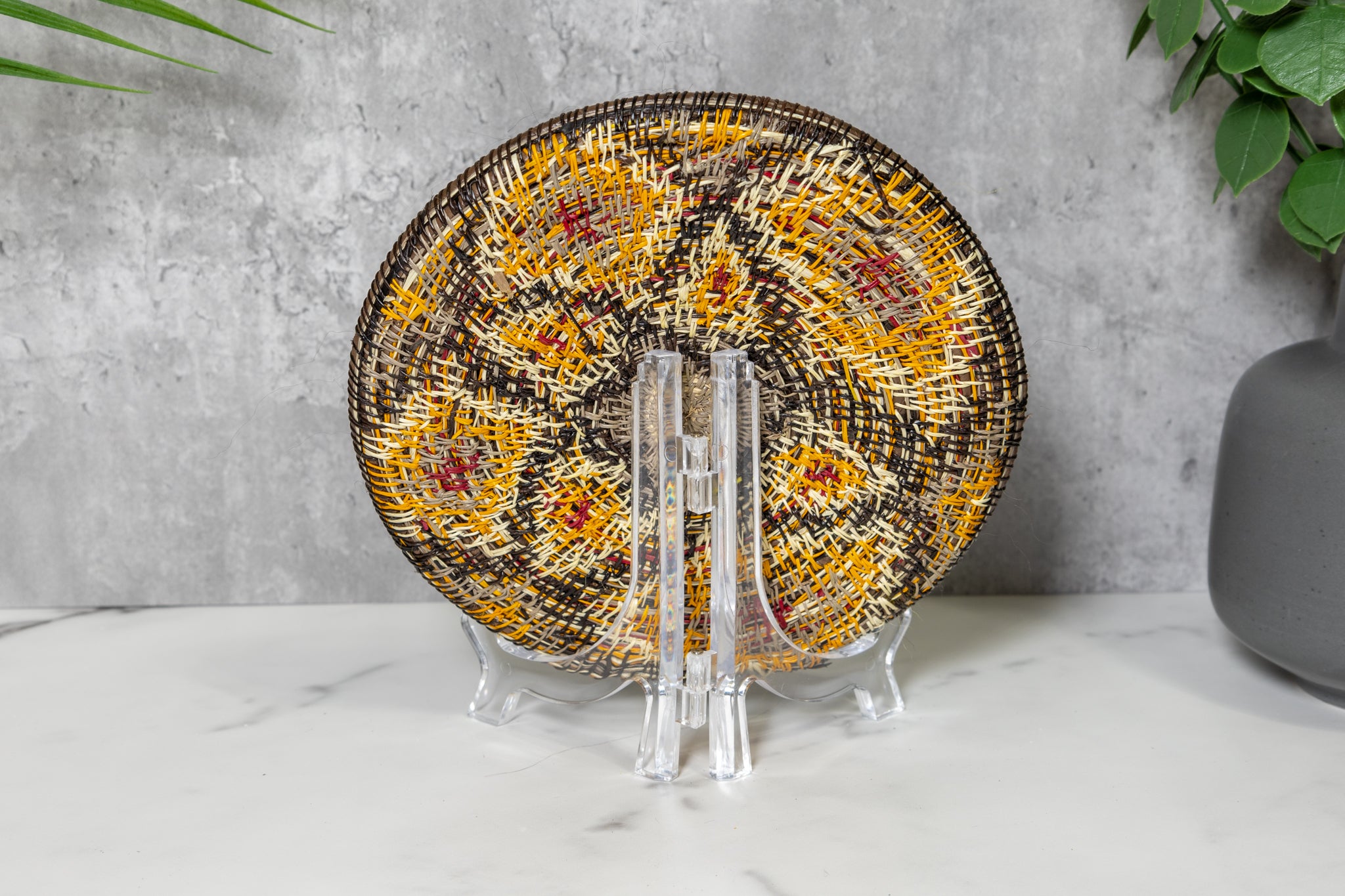Stunning Yellow and Red Floral Flower Basket Plate