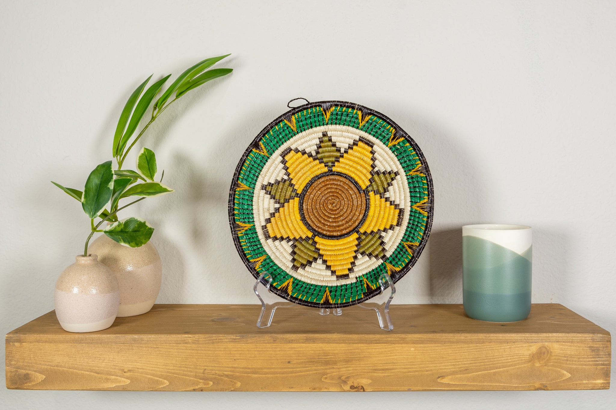 Green Gold And Brown Star Burst Basket Plate