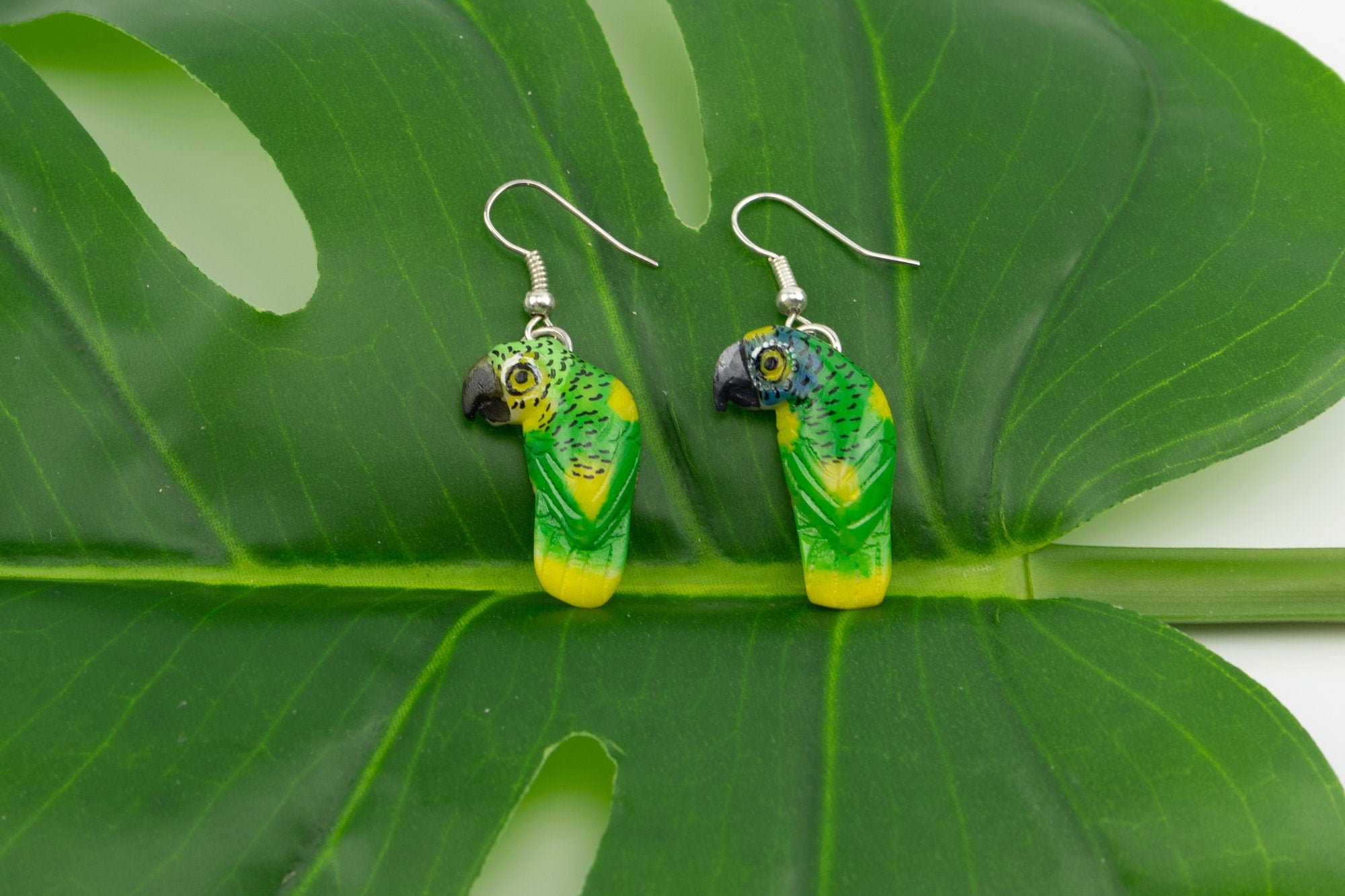 Classic Hand Carved Tagua Nut Parrot Earrings Panama