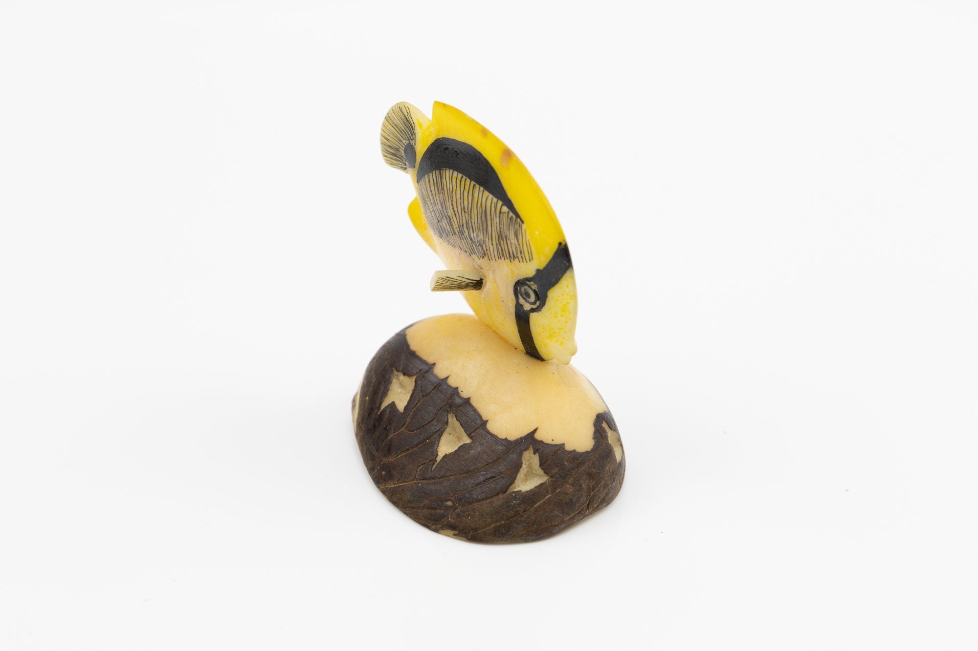Hand Carved Tropical Fish Tagua Nut Made By Wounaan And Emberá Panama Indians. Animal Statue, Vegetable Ivory, Carving Miniature, Figurine