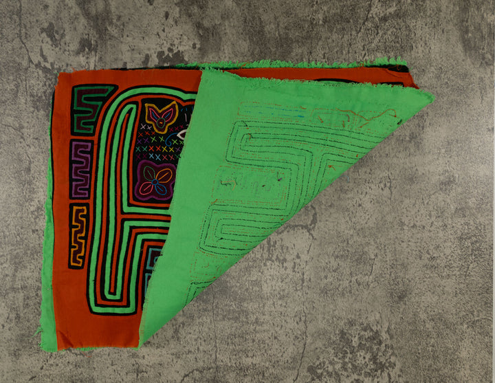 Orange And Green Twin Sister Mola