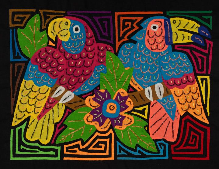 Parrot and Toucan with Flower Mola