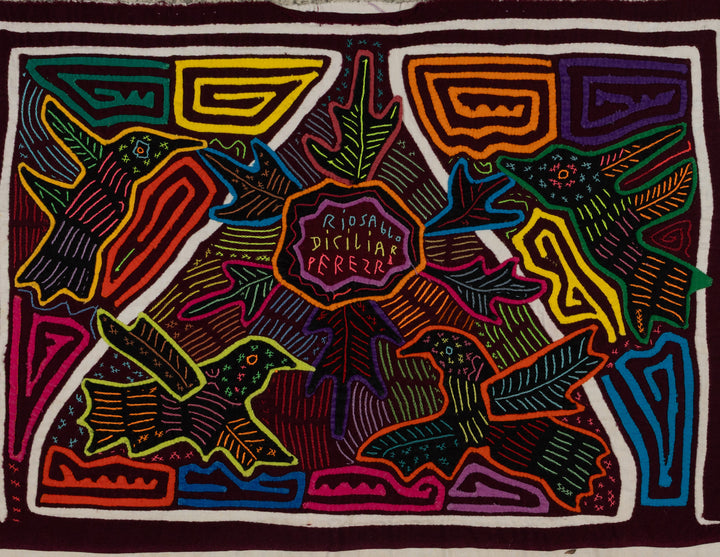 Traditional Multi-Color Bird And Flower Mola