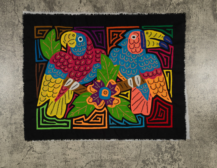 Parrot and Toucan with Flower Mola