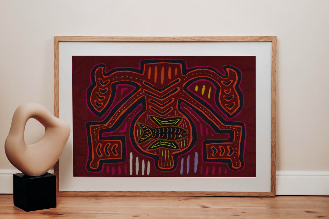 Traditional Red Orange And Black Classic Design Mola