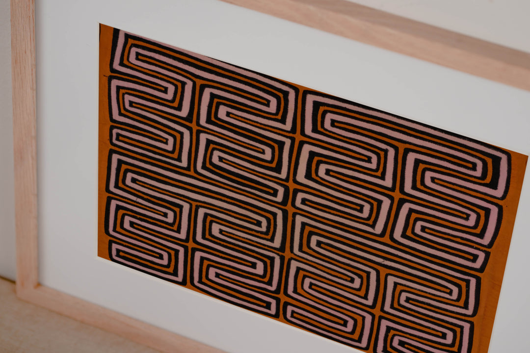 Traditional Orange Black And Cream Classic Design Mola