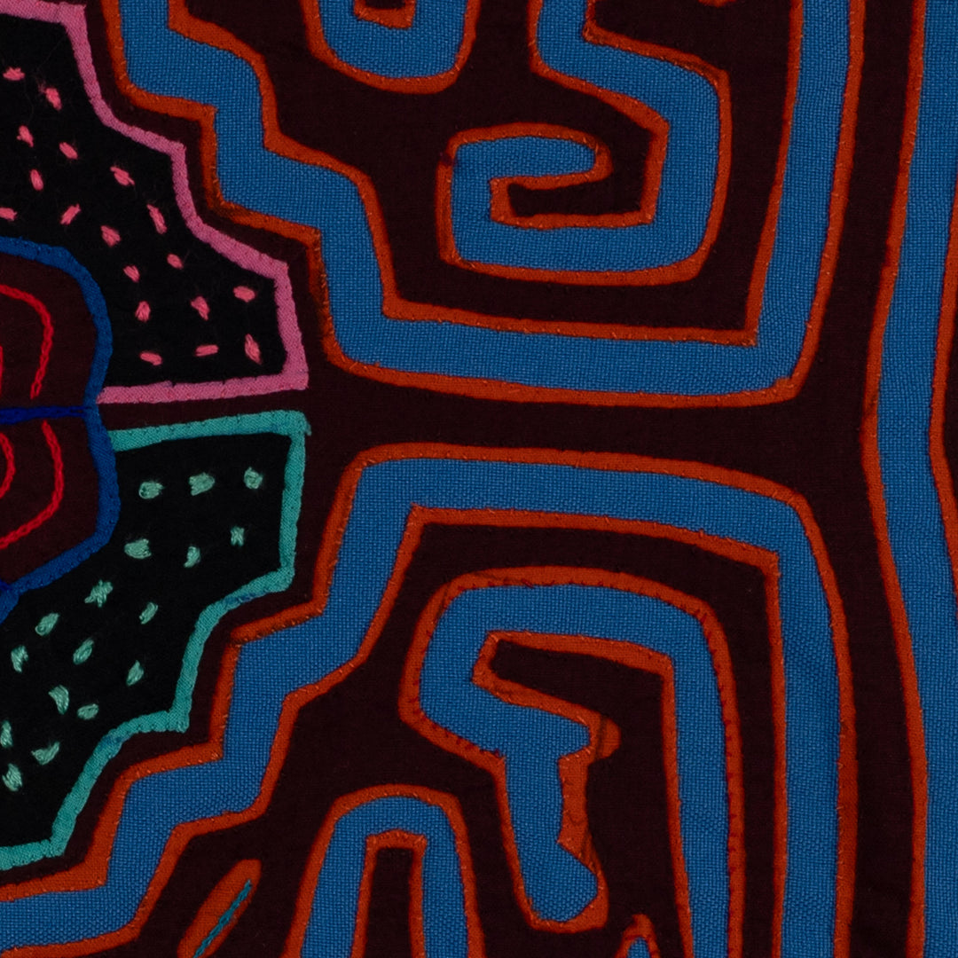 Maroon And Blue Floral Flower Mola