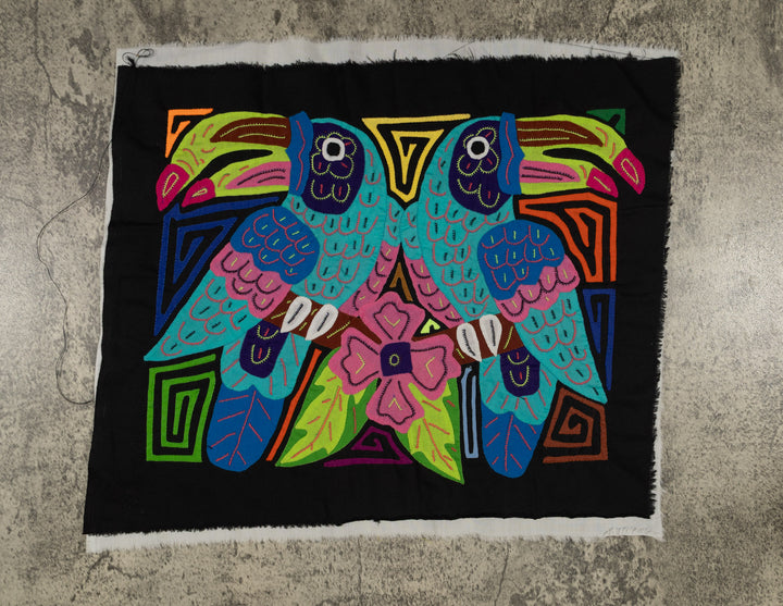 Fantasy Blue And Pink Two Toucan Bird Mola