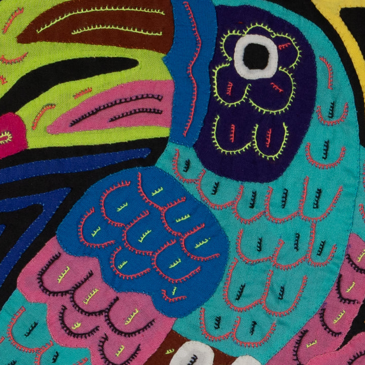 Fantasy Blue And Pink Two Toucan Bird Mola