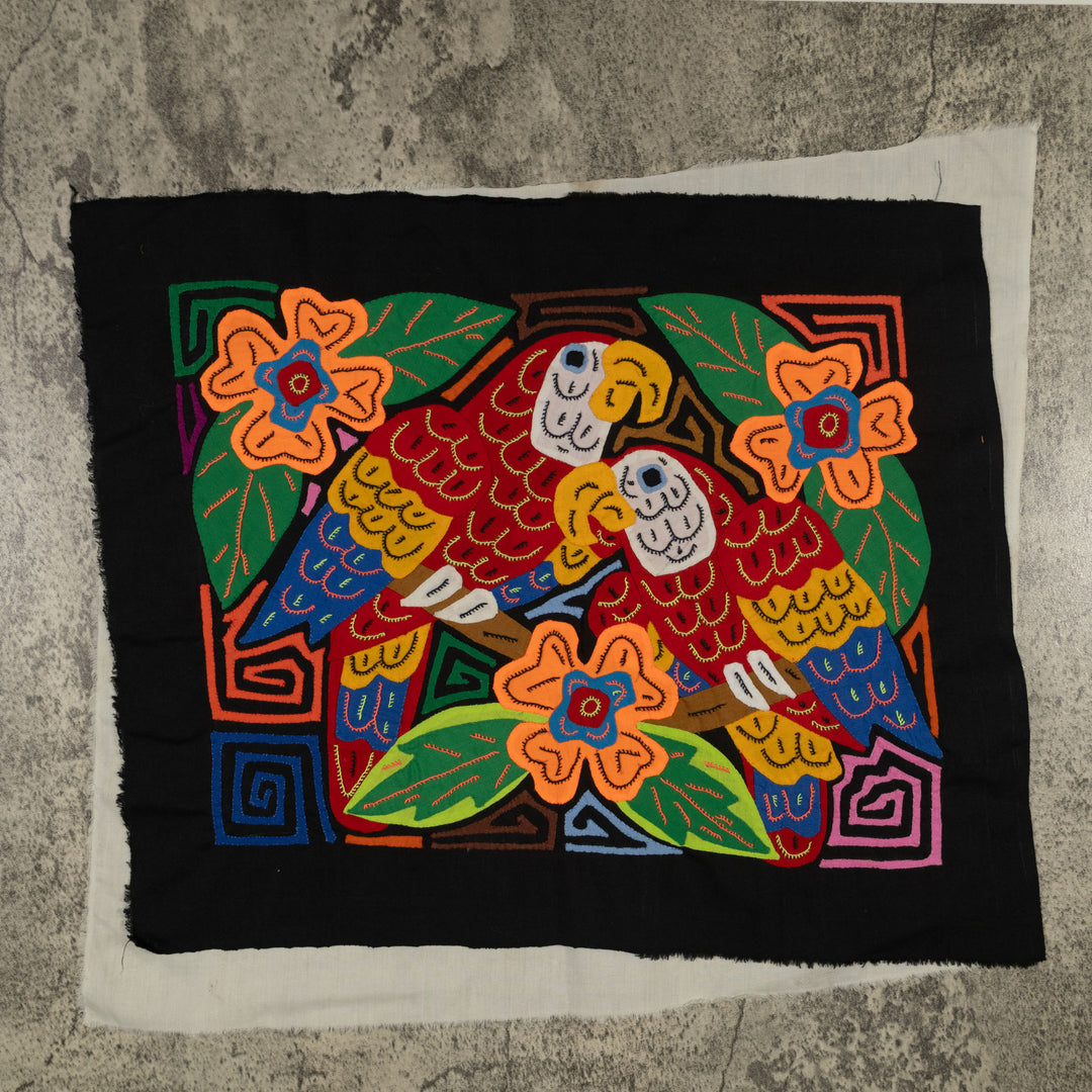 Fantasy Blue Red And Yellow Two Parrot Mola