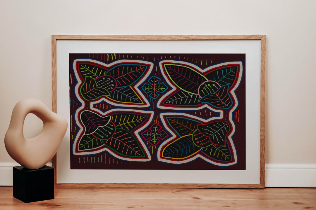 Traditional Maroon And White Floral Flower Mola