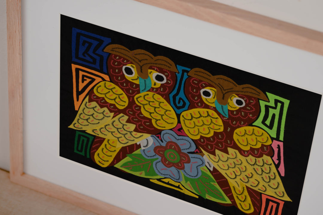 Fantasy Brown And Yellow Two Owl Bird Mola