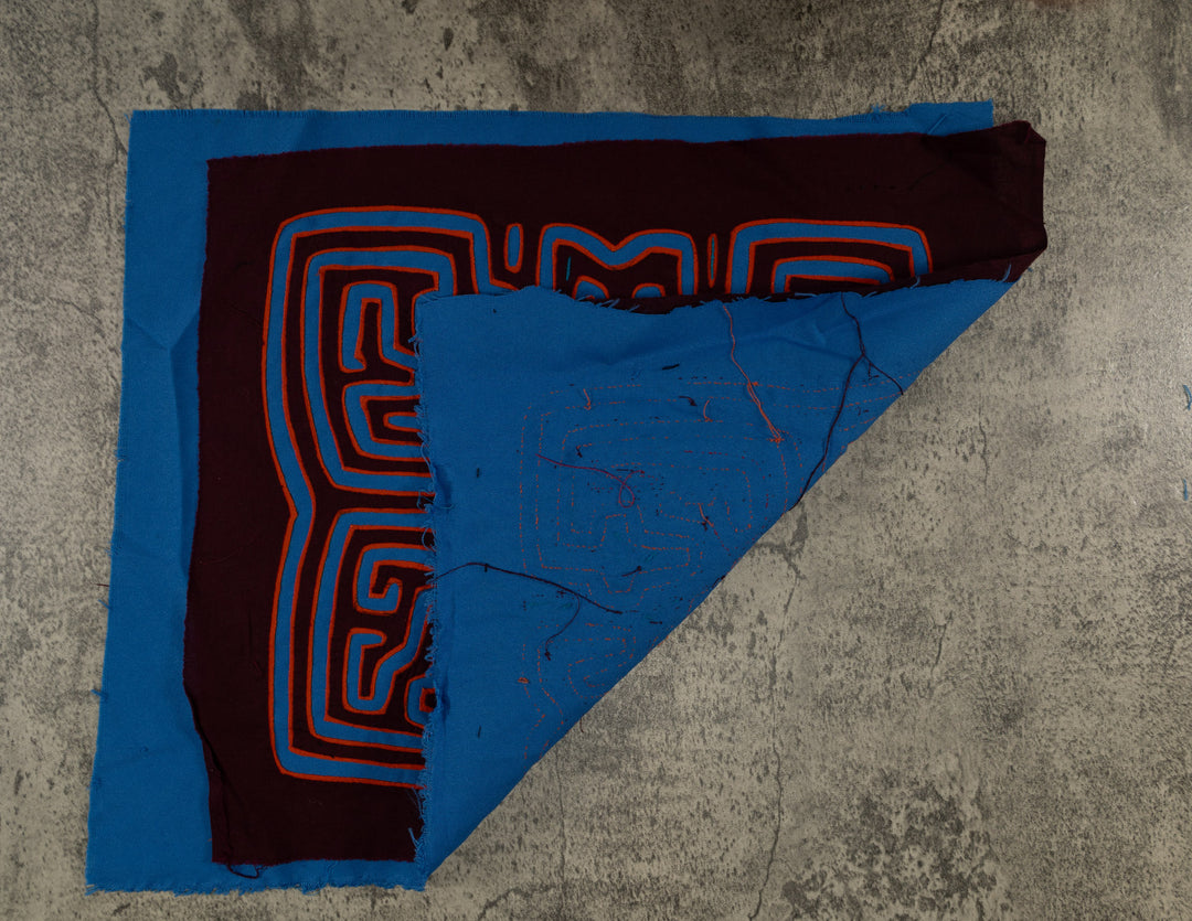 Maroon And Blue Floral Flower Mola