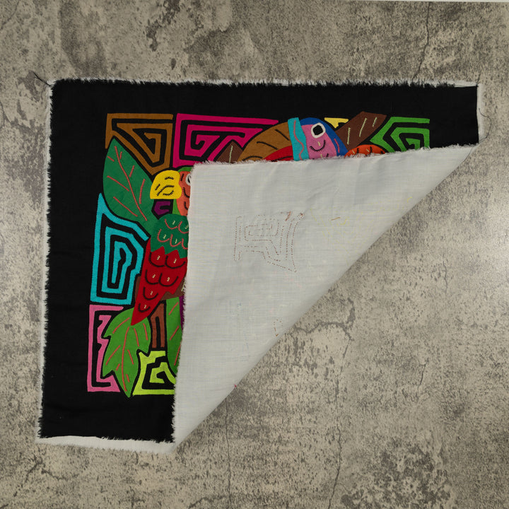 Fantasy Orange Blue And Green Three Bird Toucan And Parrot Mola