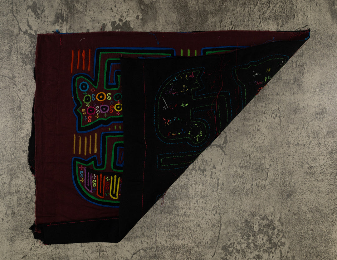 Maroon And Green Kitty Cat And Duck Mola