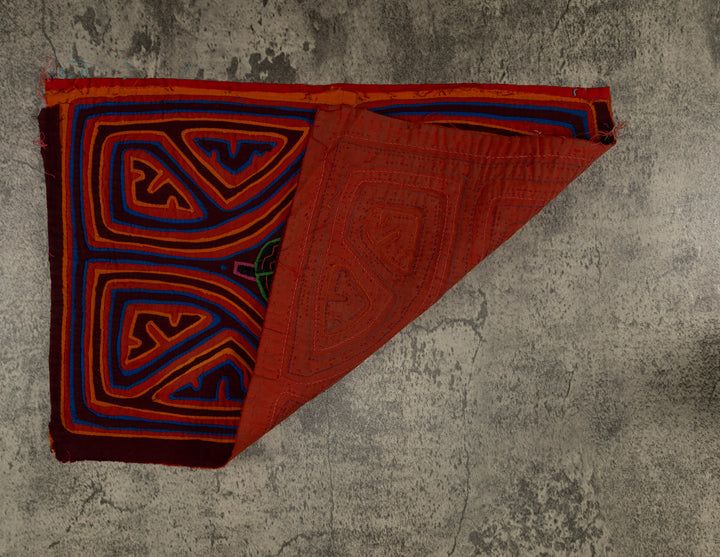 Vintage Orange And Blue Quirky Parrot Mola
