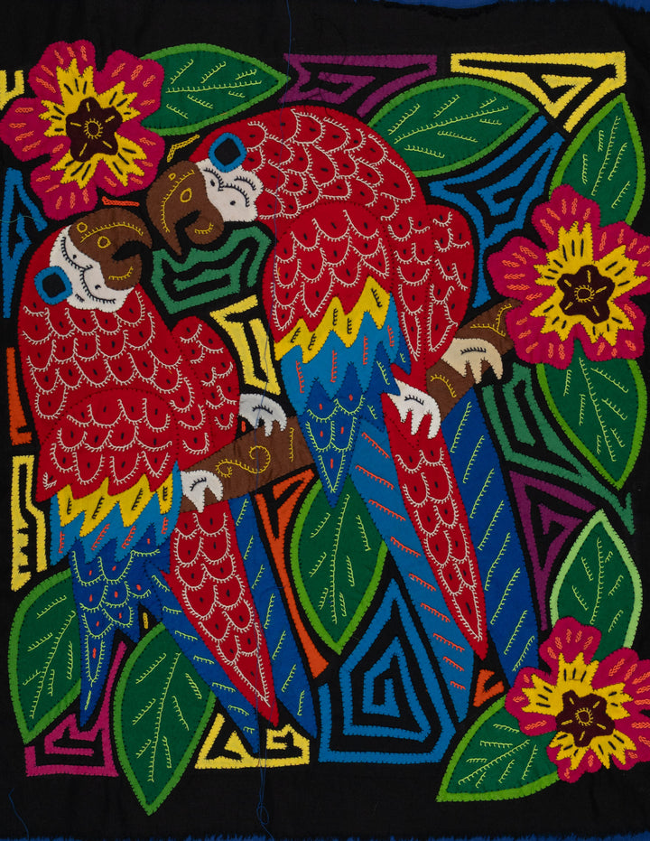 Fantasy Blue Red And Yellow Two Parrot Mola