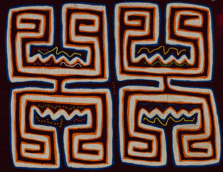 Maroon Orange And White Optical Illusion Mola