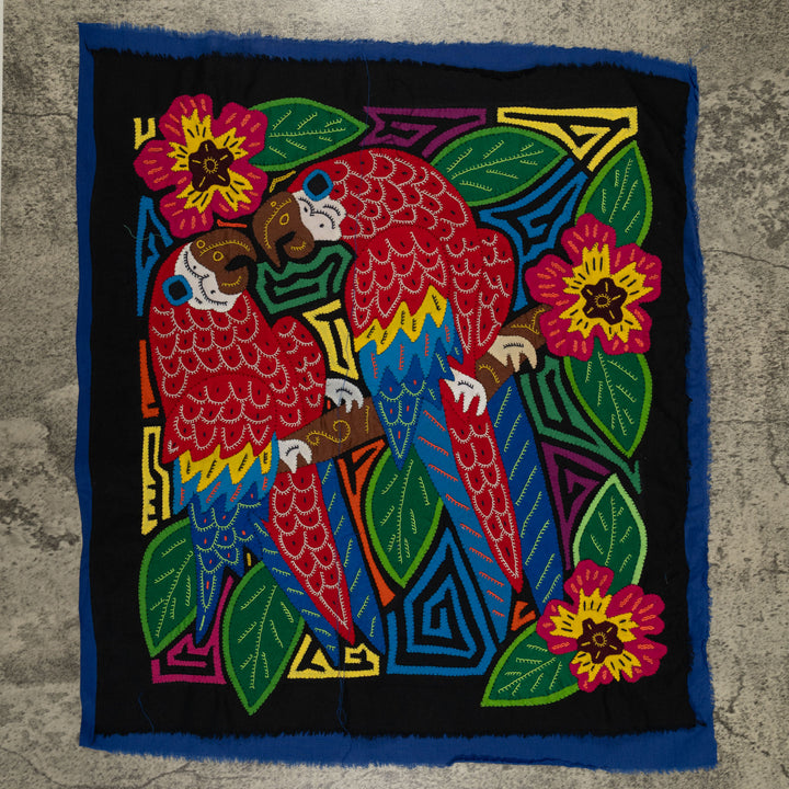 Fantasy Blue Red And Yellow Two Parrot Mola