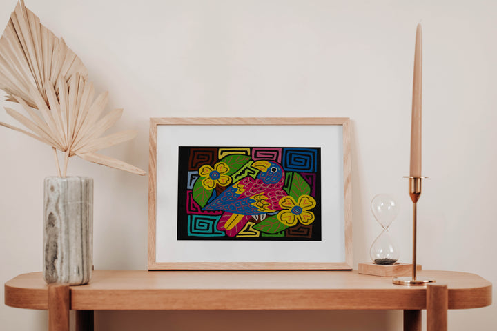 Fantasy Red Blue And Yellow Parrot Bird Mola