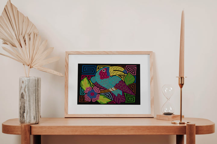 Fantasy Purple And Blue Toucan Parrot Bird Mola