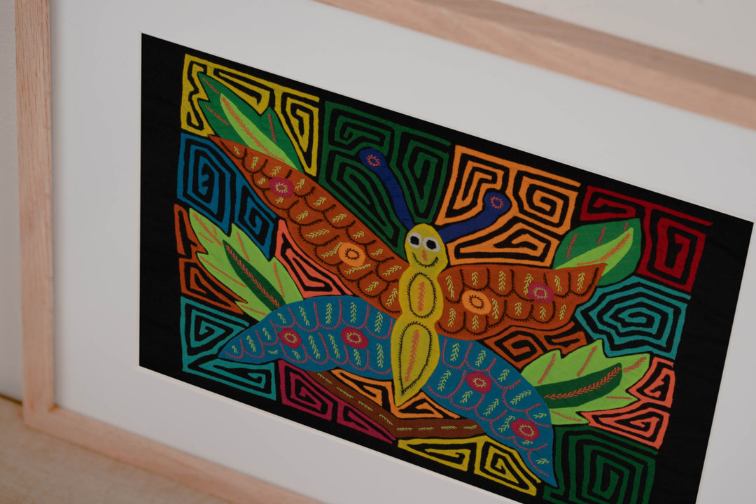 Fantasy Orange Blue And Yellow Jungle Butterfly Mola