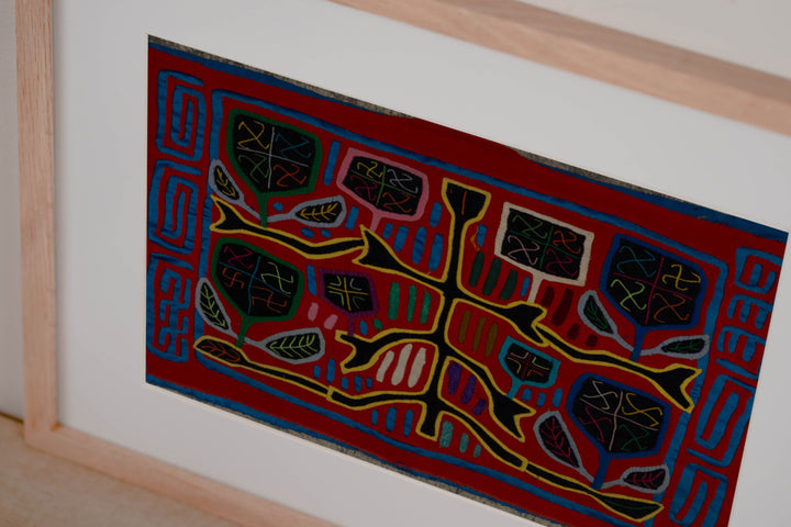 Vintage Red And Blue Autumn Leaf Mola