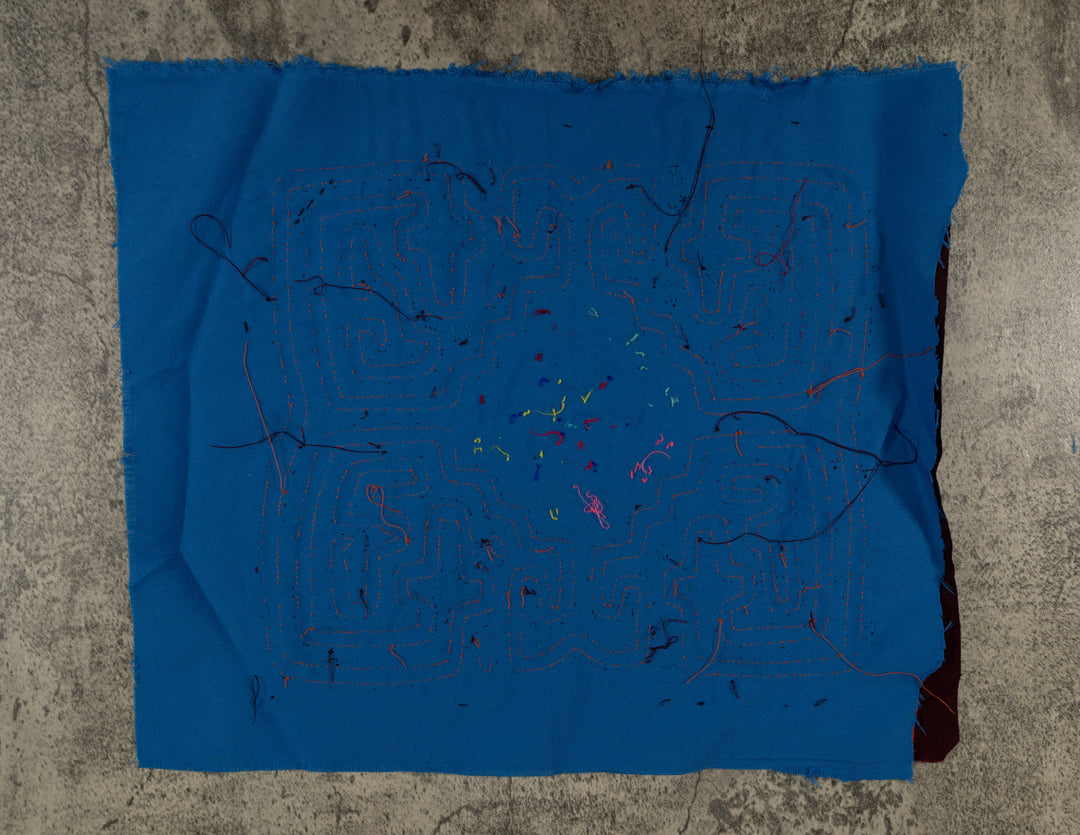 Maroon And Blue Floral Flower Mola