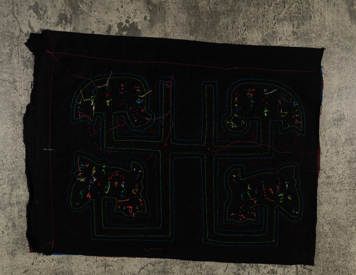 Maroon And Green Kitty Cat And Duck Mola