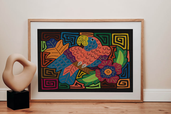 Fantasy Orange And Blue Parrot Bird Mola