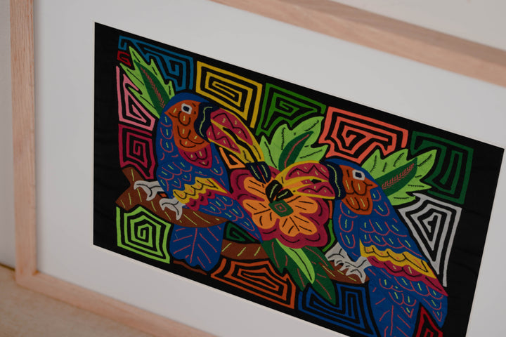 Fantasy Red Blue And Yellow Two Toucan Parrot Mola