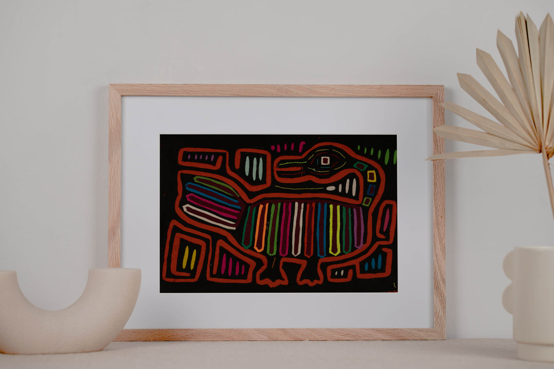 Traditional Red And Black Goose Bird Mola